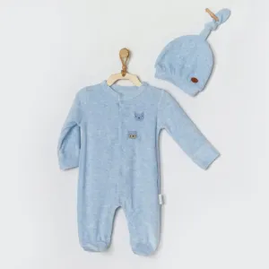 Andy WaWa - Blue Velvet Romper With Hat