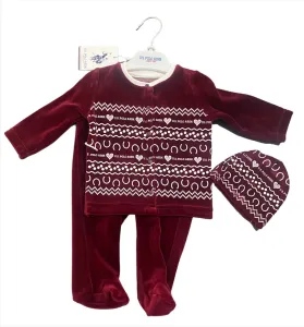 2PCS Velvet Red Pijama With Hat
